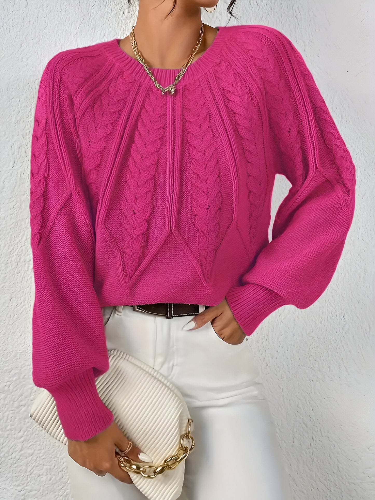 Agatha | Elegancki sweter z dzianiny kablowe