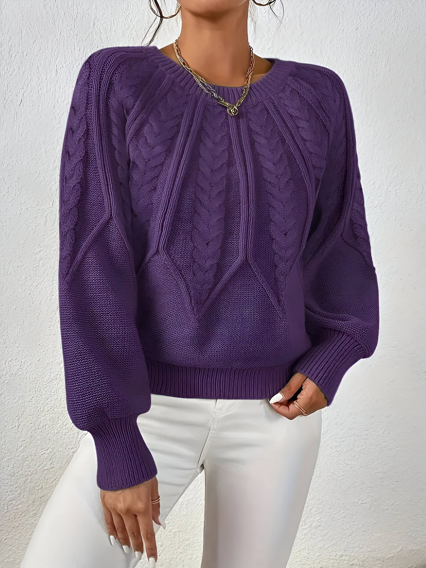 Agatha | Elegancki sweter z dzianiny kablowe