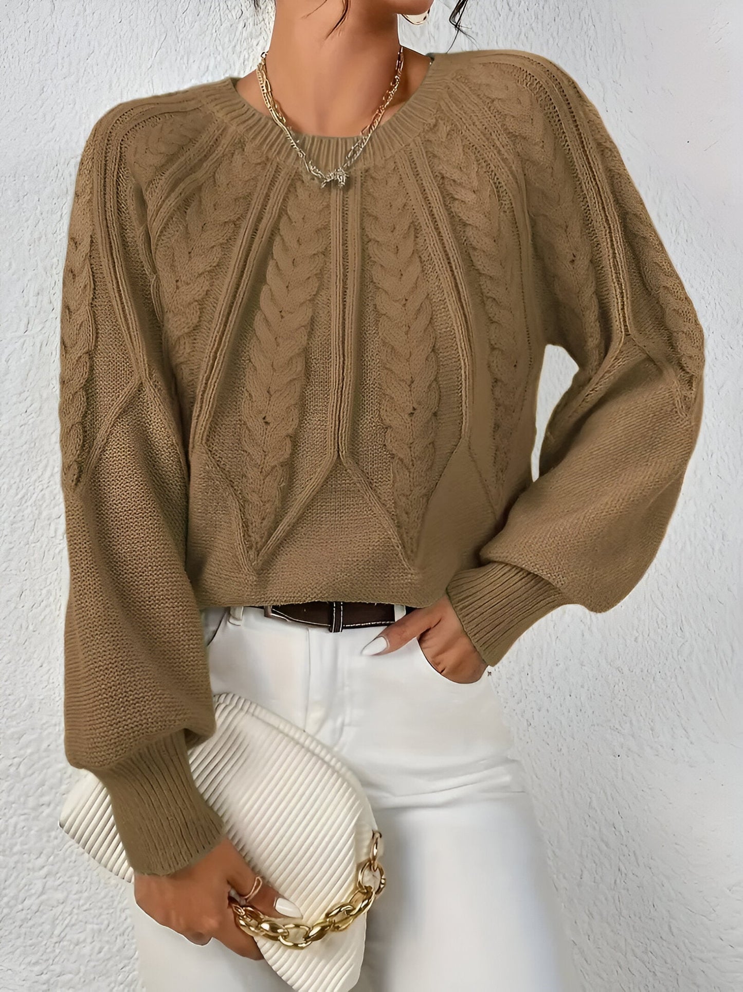 Agatha | Elegancki sweter z dzianiny kablowe