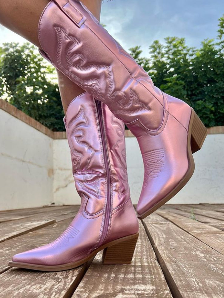 Gracie - eleganckie metaliczne buty kowbojskie