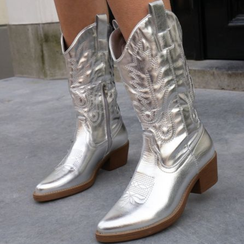 Gracie - eleganckie metaliczne buty kowbojskie
