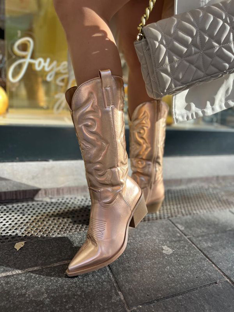 Gracie - eleganckie metaliczne buty kowbojskie